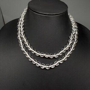 925 Sterling Silver Clear Faceted Rock Crystal Necklace Slane and Slane